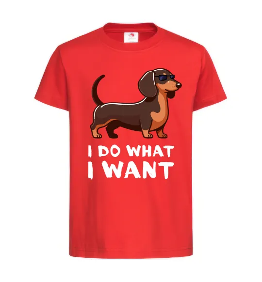 Детская футболка Такса I do what I want Красный фото