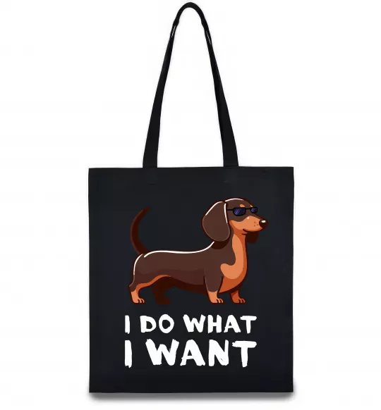 Эко-сумка Такса I do what I want Черный фото