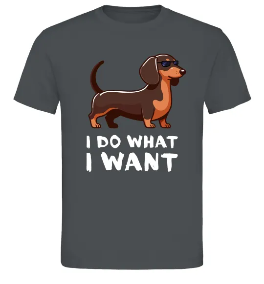 Мужская футболка Такса I do what I want Графит фото
