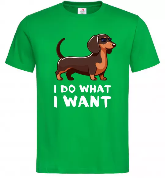 Мужская футболка Такса I do what I want Зеленый фото