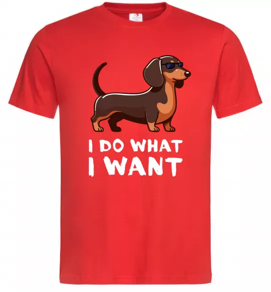 Мужская футболка Такса I do what I want Красный фото