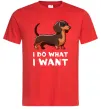 Мужская футболка Такса I do what I want Красный фото
