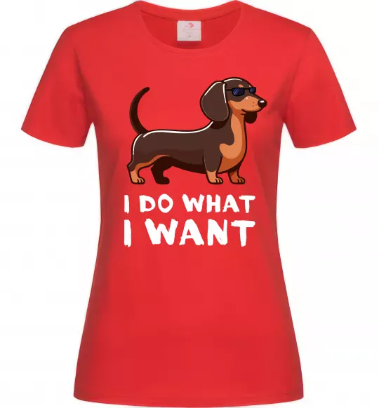 Жіноча футболка Такса I do what I want Червоний фото