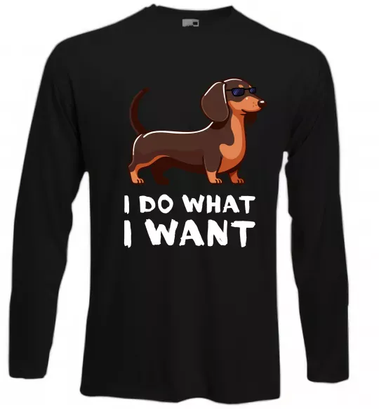 Лонгслив Такса I do what I want Черный фото