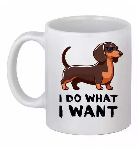 Чашка керамічна Такса I do what I want Білий фото
