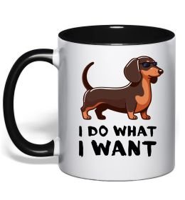 Чашка с цветной ручкой Такса I do what I want