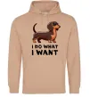 Мужская толстовка (худи) Такса I do what I want Песочный фото