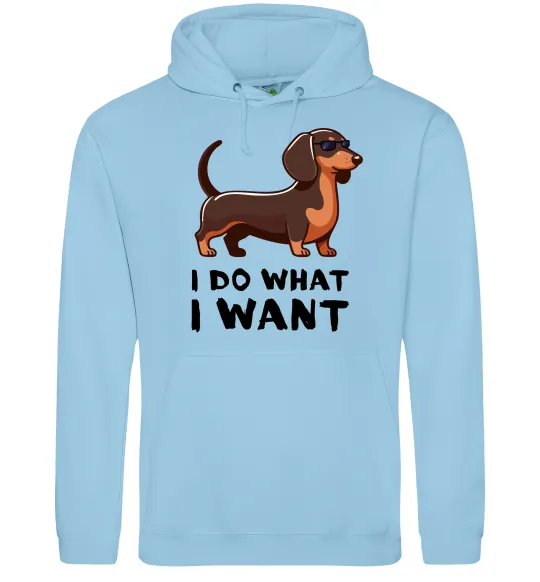 Мужская толстовка (худи) Такса I do what I want Голубой фото