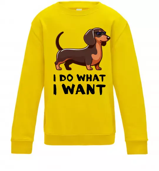 Детский Свитшот Такса I do what I want Солнечно желтый фото
