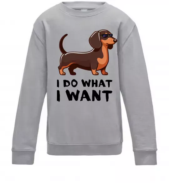Детский Свитшот Такса I do what I want Серый меланж фото