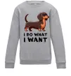 Детский Свитшот Такса I do what I want Серый меланж фото