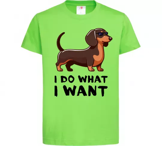 Детская футболка Такса I do what I want Лаймовый фото