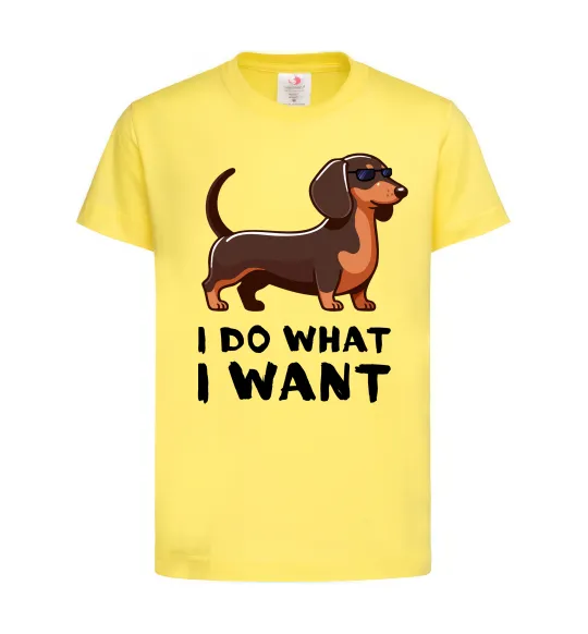 Детская футболка Такса I do what I want Лимонный фото