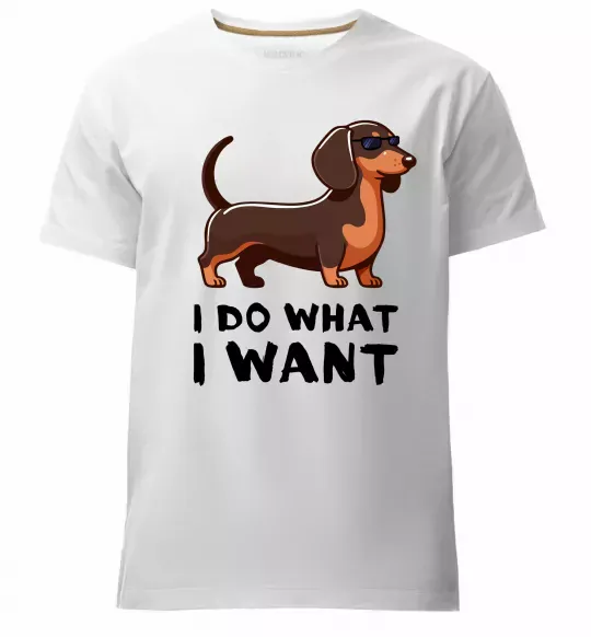 Чоловіча преміум футболка Такса I do what I want Білий фото