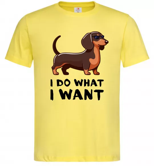 Мужская футболка Такса I do what I want Лимонный фото
