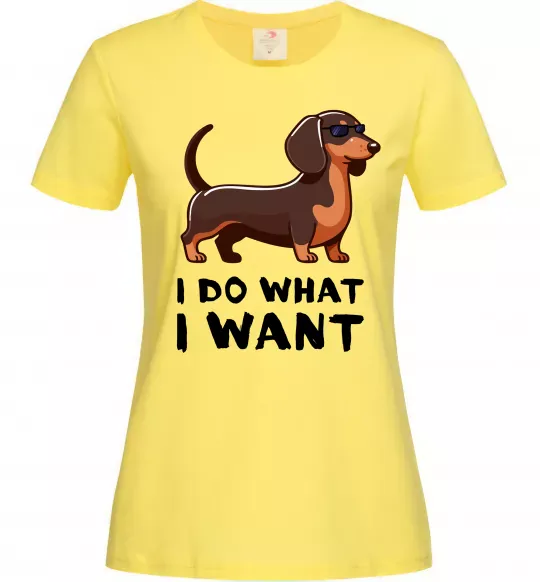 Жіноча футболка Такса I do what I want Лимонний фото