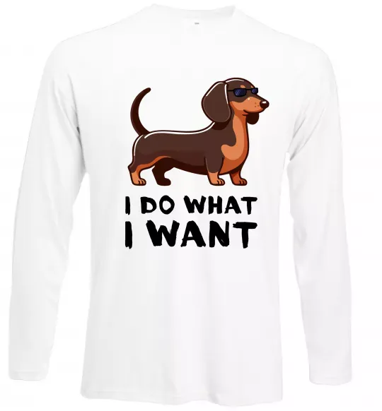 Лонгслив Такса I do what I want Белый фото