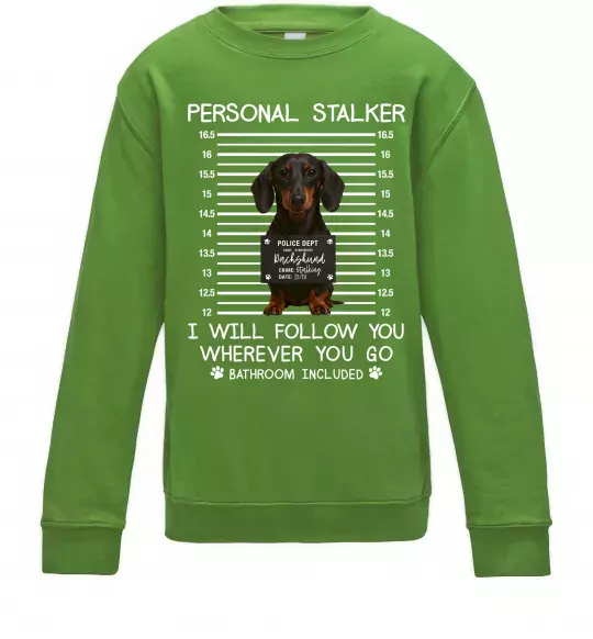 Детский Свитшот Такса Personal Stalker Лаймовый фото