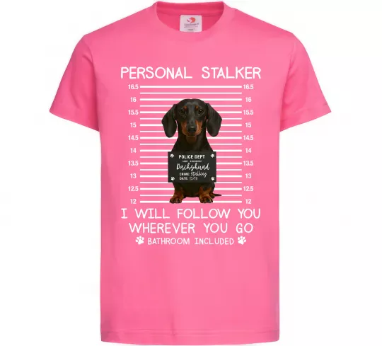 Дитяча футболка Такса Personal Stalker Яскраво-рожевий фото