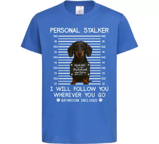 Дитяча футболка Такса Personal Stalker Яскраво-синій фото