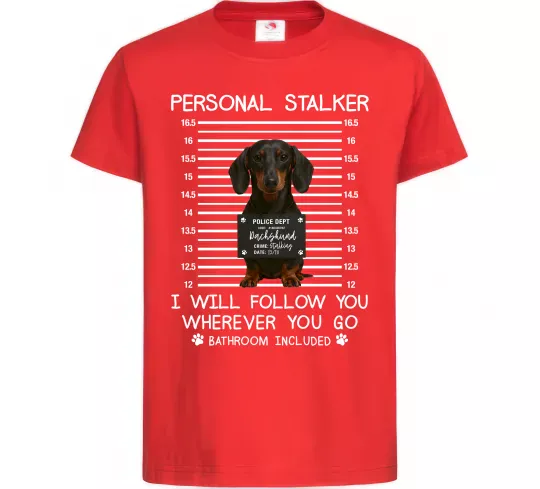 Дитяча футболка Такса Personal Stalker Червоний фото