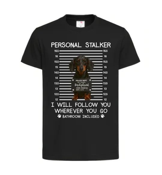 Детская футболка Такса Personal Stalker Черный фото