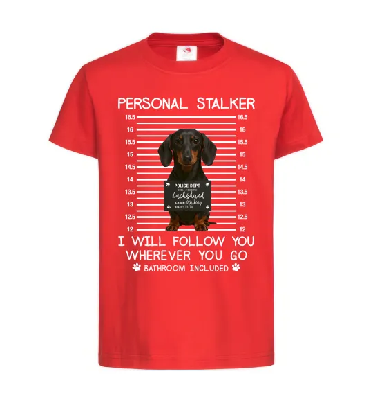 Детская футболка Такса Personal Stalker Красный фото