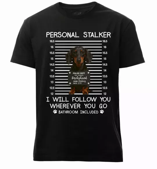 Мужская премиум футболка Такса Personal Stalker Черный фото