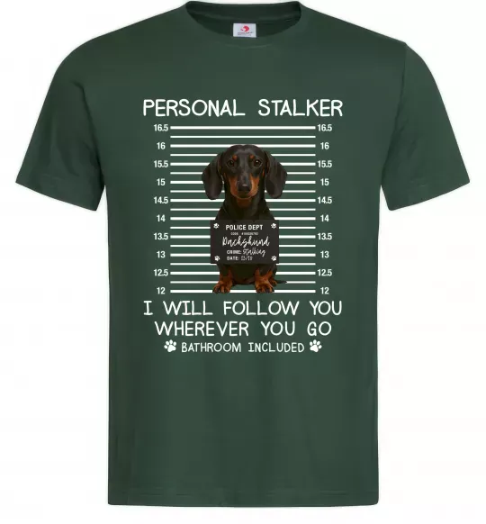 Мужская футболка Такса Personal Stalker Темно-зеленый фото