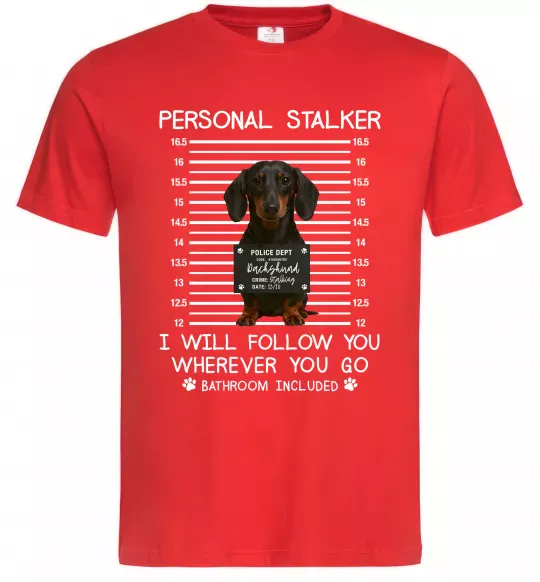 Мужская футболка Такса Personal Stalker Красный фото