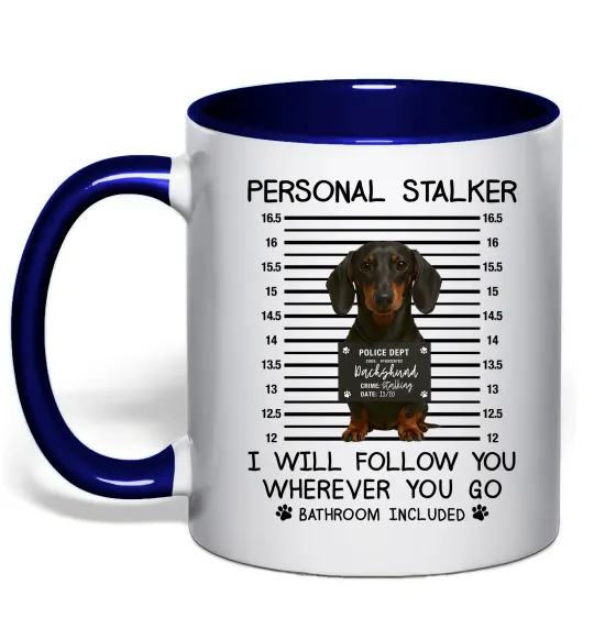 Чашка с цветной ручкой Такса Personal Stalker Глубокий темно-синий фото