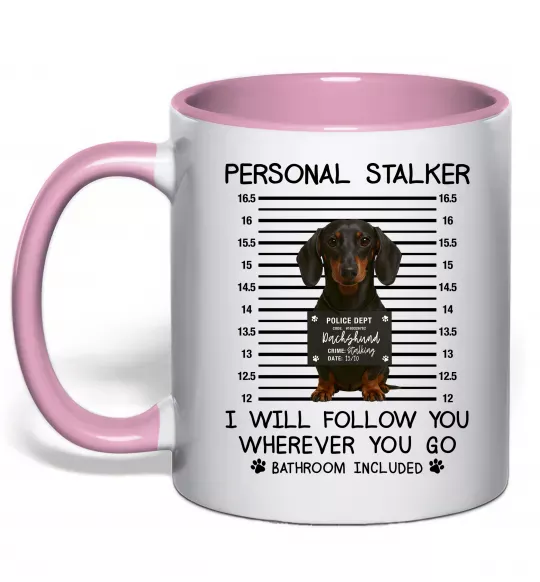 Чашка с цветной ручкой Такса Personal Stalker Нежно розовый фото