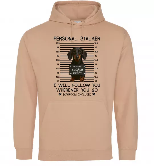 Чоловіча толстовка (худі) Такса Personal Stalker Пісочний фото