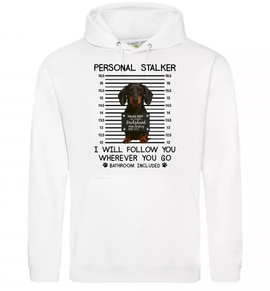 Женская толстовка (худи) Такса Personal Stalker Белый фото