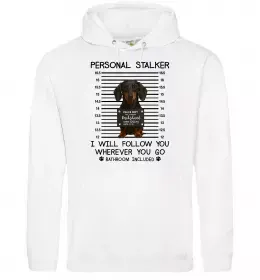 Женская толстовка (худи) Такса Personal Stalker Белый фото
