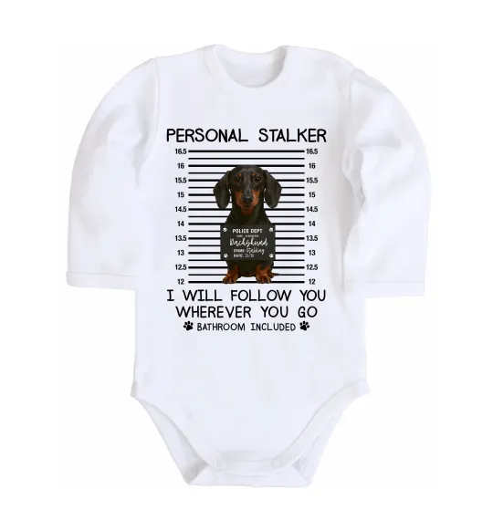 Дитячий бодік Такса Personal Stalker Білий фото