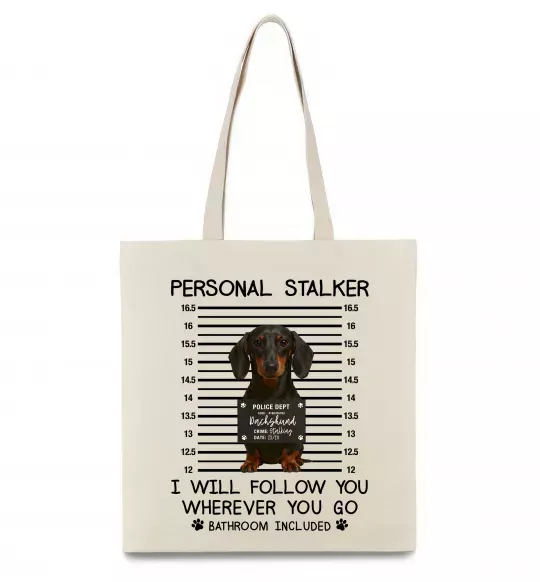 Эко-сумка Такса Personal Stalker Бежевый фото