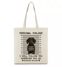 Эко-сумка Такса Personal Stalker Бежевый фото