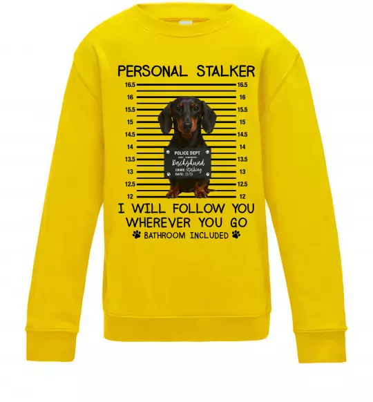 Детский Свитшот Такса Personal Stalker Солнечно желтый фото