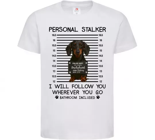 Дитяча футболка Такса Personal Stalker Білий фото