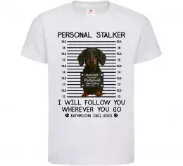 Дитяча футболка Такса Personal Stalker Білий фото