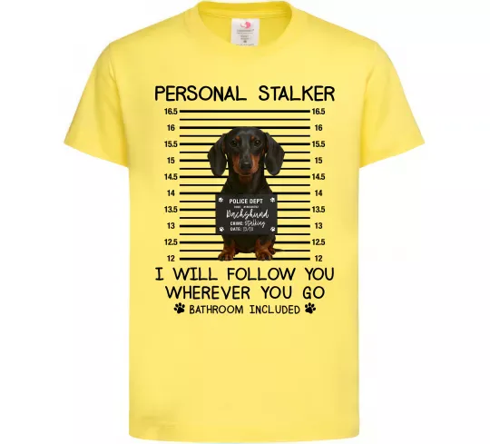 Дитяча футболка Такса Personal Stalker Лимонний фото