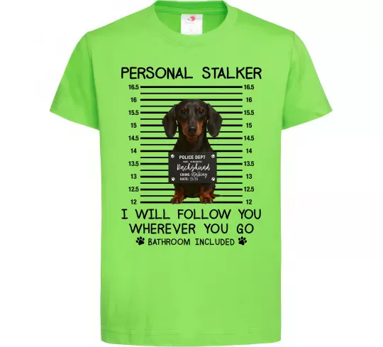 Дитяча футболка Такса Personal Stalker Лаймовий фото