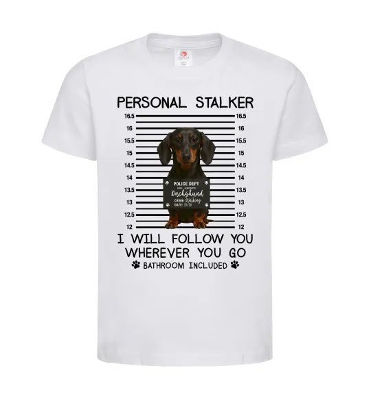 Детская футболка Такса Personal Stalker Белый фото