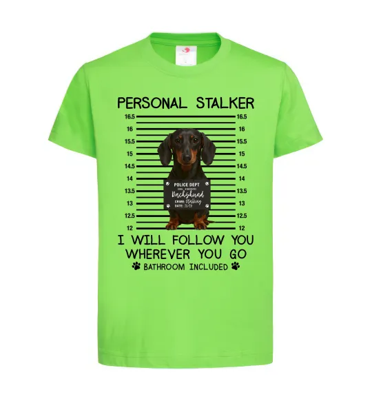 Детская футболка Такса Personal Stalker Лаймовый фото