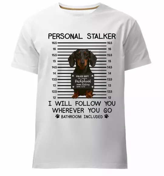 Мужская премиум футболка Такса Personal Stalker Белый фото