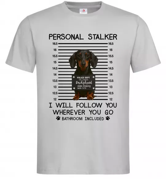 Мужская футболка Такса Personal Stalker Серый фото