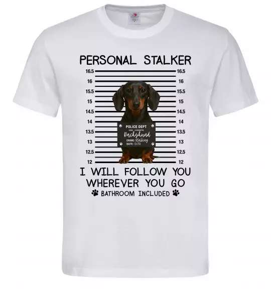 Мужская футболка Такса Personal Stalker Белый фото