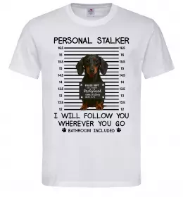 Чоловіча футболка Такса Personal Stalker Білий фото