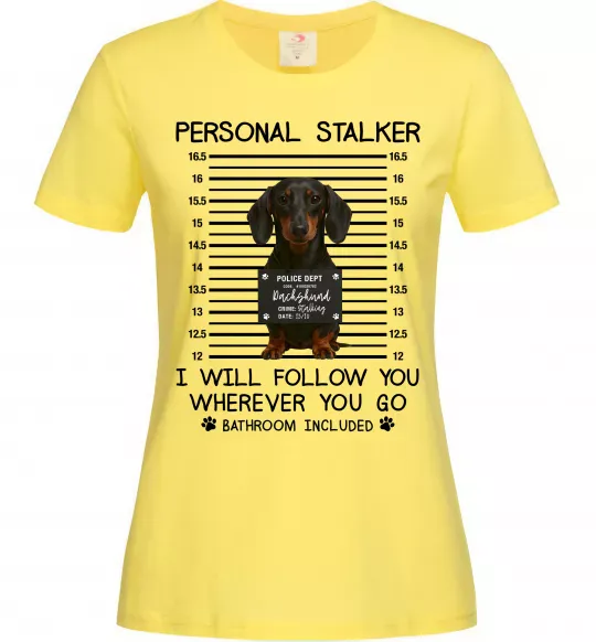 Женская футболка Такса Personal Stalker Лимонный фото